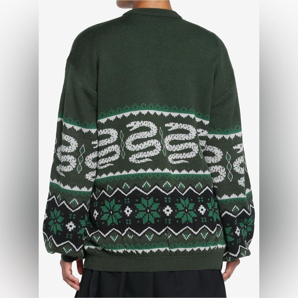 Harry Potter slytherin Hogwarts fair isle Cardigan Sweater - Picture 2 of 4